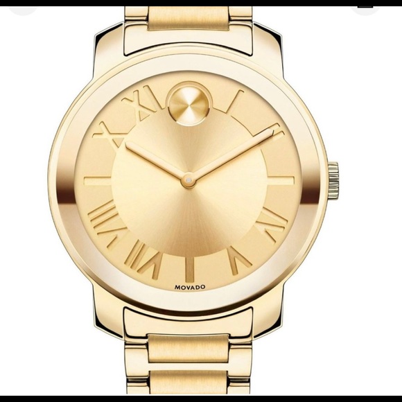 SOLD!!!   Movado Bold ROMAN Numeral index bracelet watch in GOLD. - Picture 3 of 6